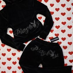 Playboy velour rhinestone set