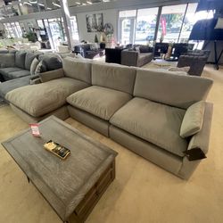 Sophie Cocoa Velvet Modular 3pc RAF Chaise Sectional