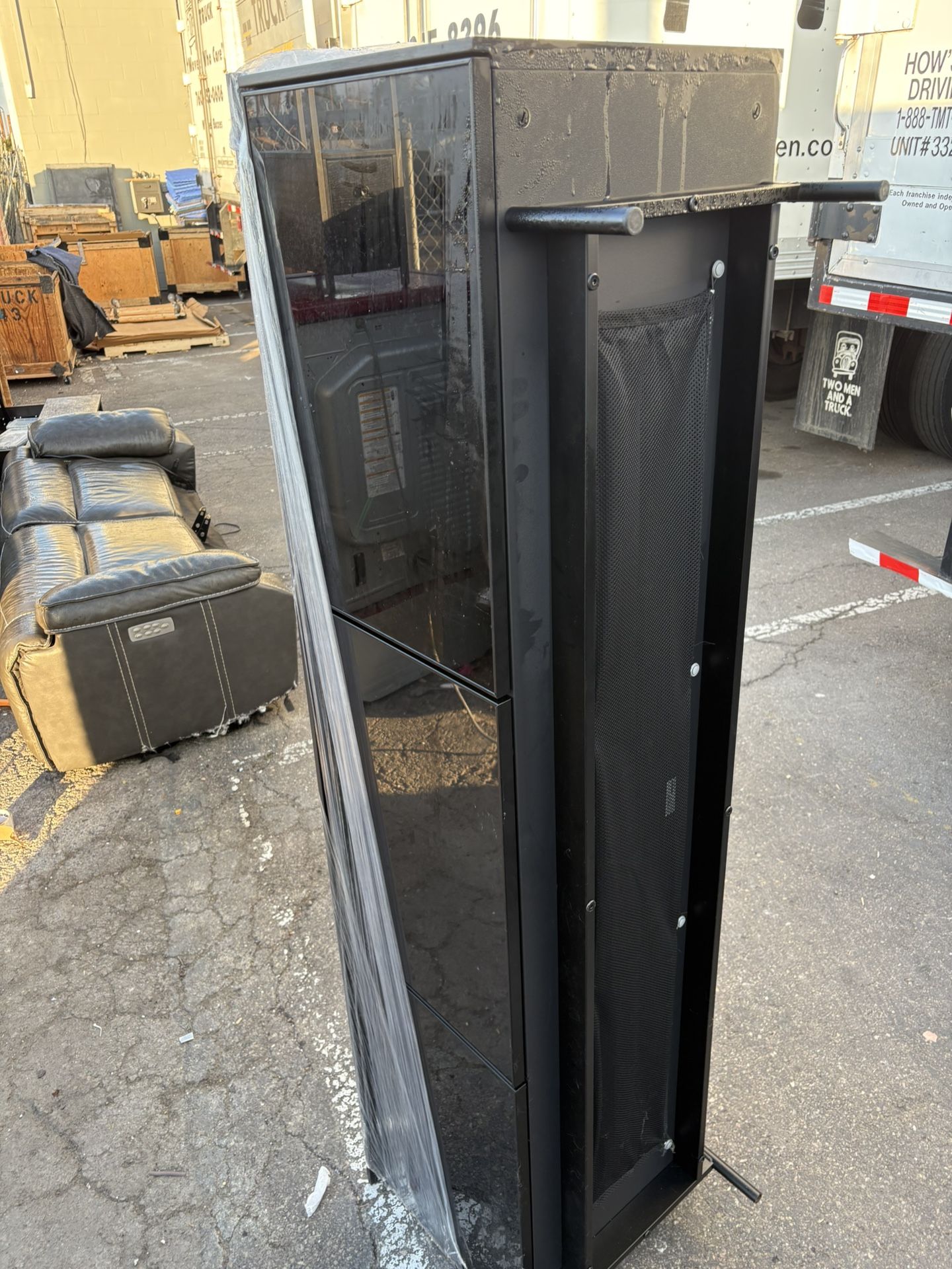 Black TV Stand W/ glass Shelves