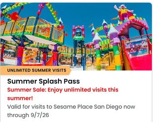 Sesame park gold pass and splash pass!!