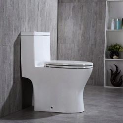 B0500/T-0031  T-0031 Short Compact Tiny One Piece Toilet with Soft Closing Seat, Small Toilet