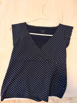 Brandy melville blue polka dot v neck top