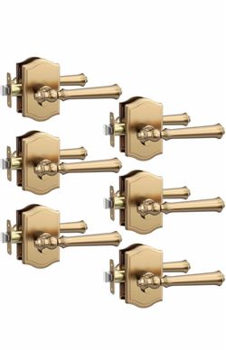 Brass Door Lever Handle Set – 6 Pack
