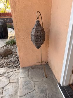 Moroccan Style Candle Lantern Holders, Decorative, Indoor & Outdoor 41.25” Tall with Stand
