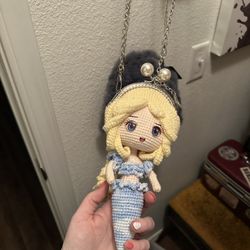 Blue mermaid doll purse