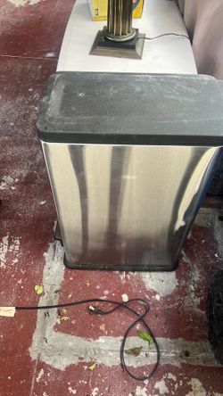 Stainless steel trashcan.