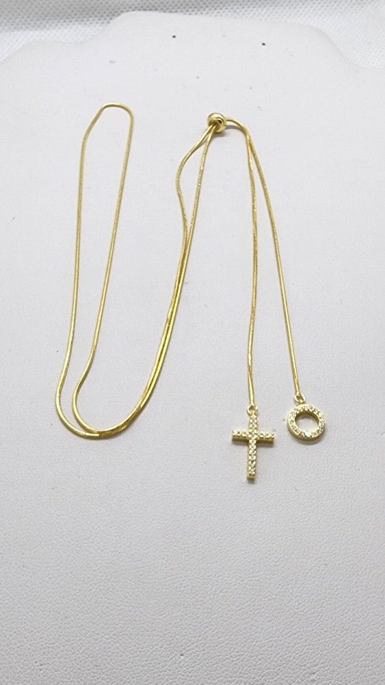 Brand New Sterling Silver 925 Cross & Circle Adjustable Necklace 