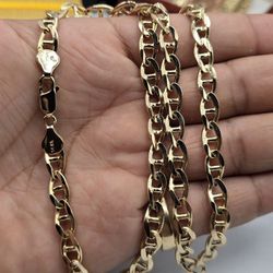 Solid 14kt Gold Curb Link Chain Cadena Solido De Oro 14kt 