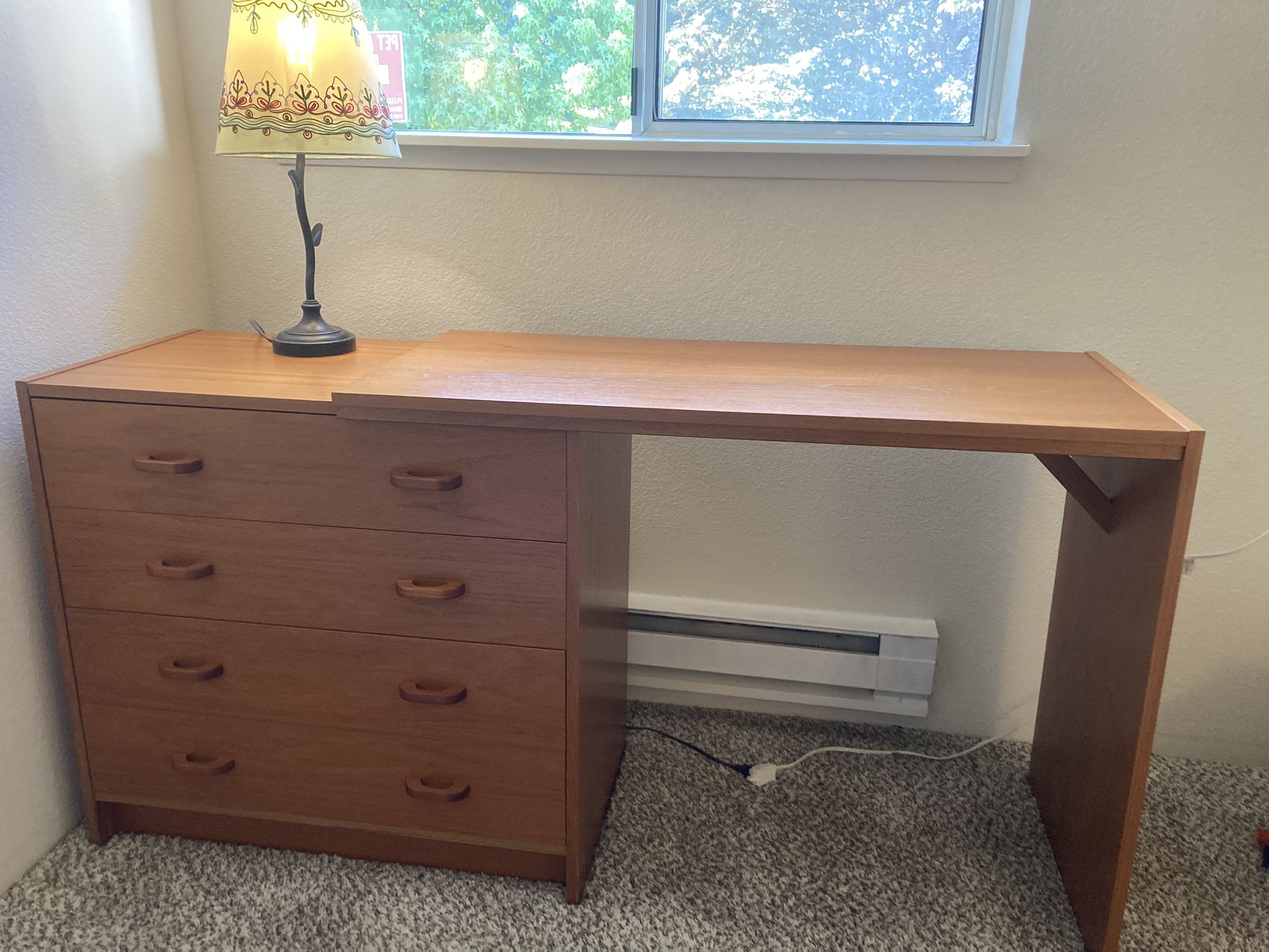 PENDING****1970’s Dania Teak Dresser/Adjustable Desk Combo