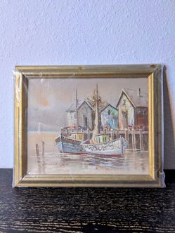 Boat & Houses Signed By Korvard 