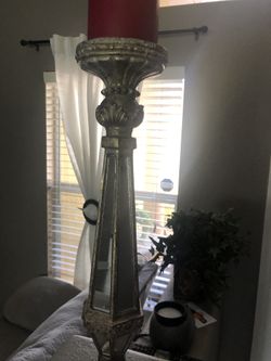 Long mirror gold & silver candle holder