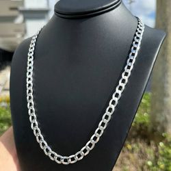 New Jewelry .925 sterling silver Curb link chain necklace 22.5” 7.50mm