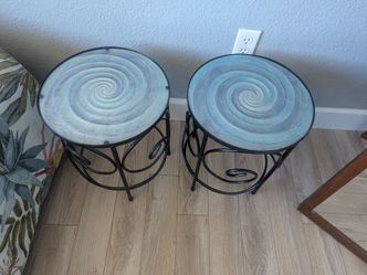 Glass and metal side tables