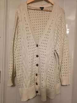 torrid Cream Openwork Cable Knit Button-Front Cardigan