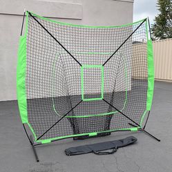 $55 (New in Box) Baseball & softball practice hitting & pitching 7x7’ net with bow frame, carry bag 