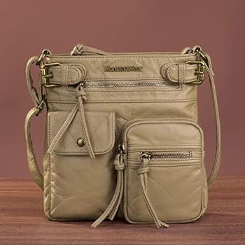 Montana West Crossbody Bag for Women Soft Washed Leather Multi Pocket Shoulder Purses