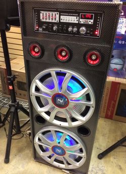 Super mega powerful DJ wireless Bluetooth speaker with two 15 inch speakers and multi tweeters