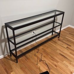 Like New Black Metal Glass Console Table