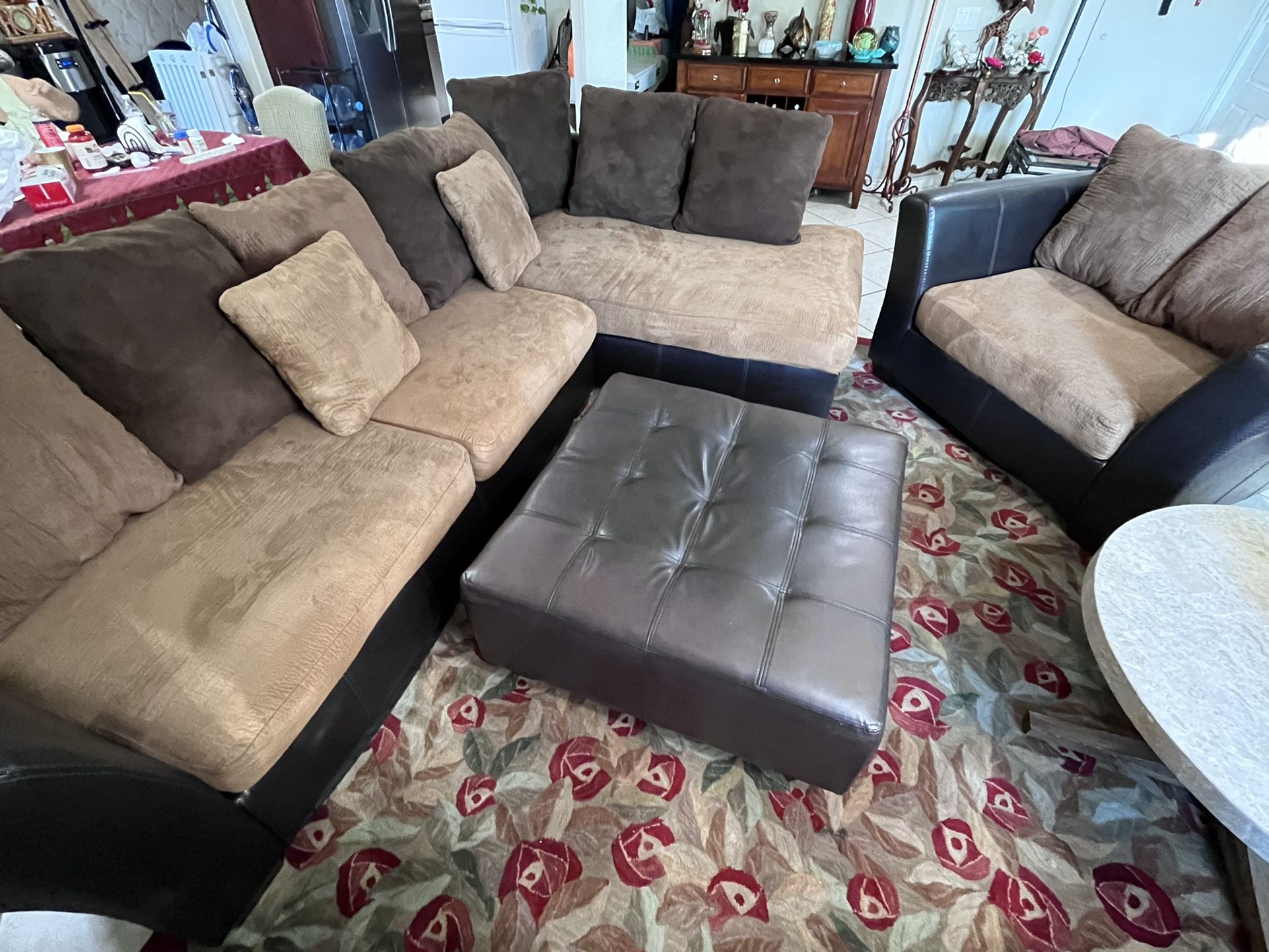 Ashley Sectional Couch W/ Ottoman And Chair