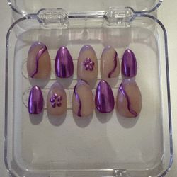 purple Chrome Press On Reusable Nails