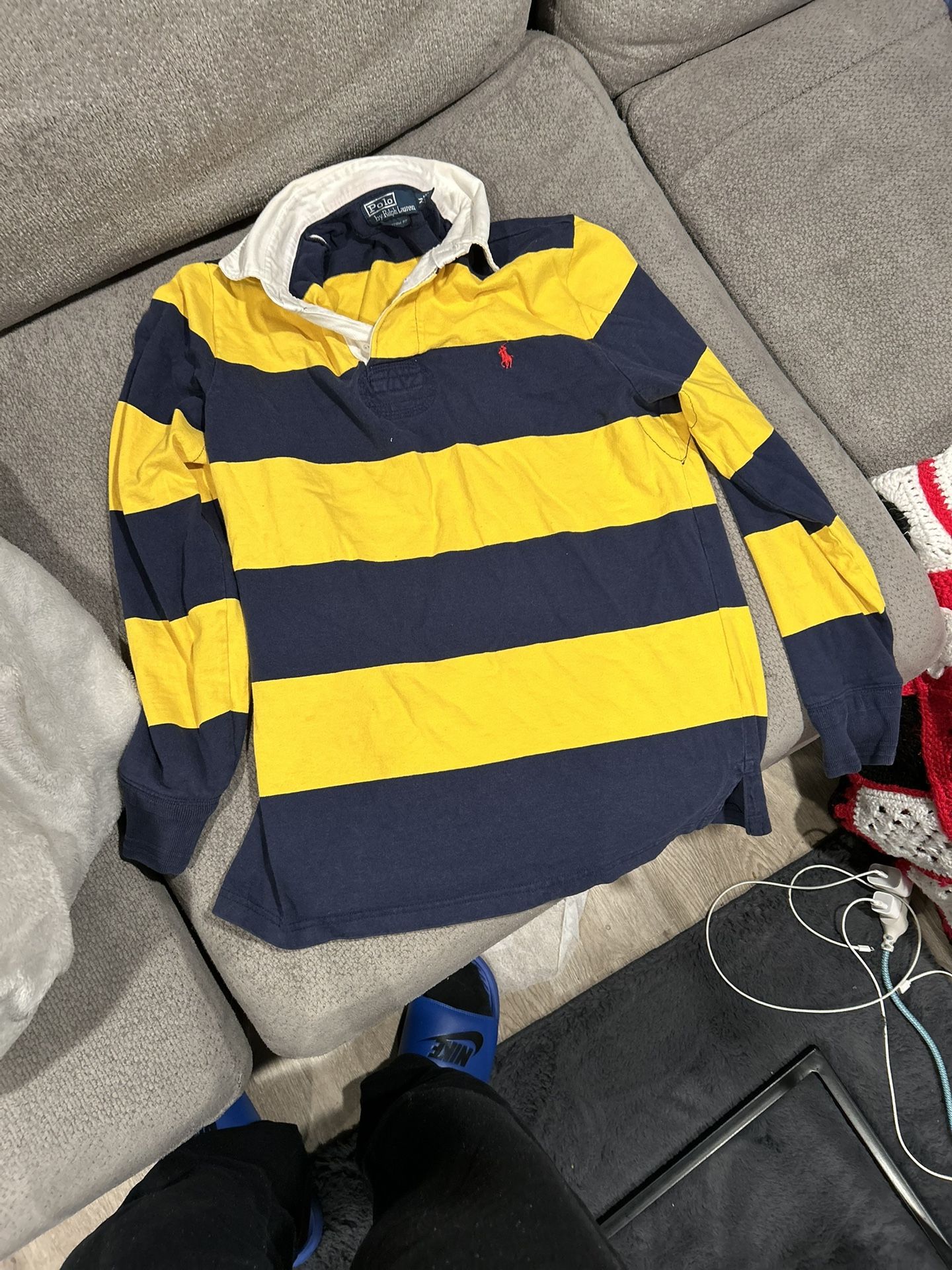 NAVY BLUE/YELLOW STRIPES M Ralph Lauren Rugby