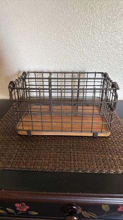 Wire and Wood Divided Storage Basket