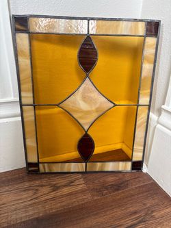 Beautiful Antique geometric stained glass window panel- perfect condition