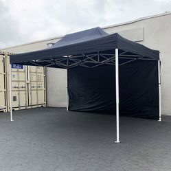 (New in box) $160 Heavy Duty EZ Pop-up Canopy 10 x 15 FT with (1 Sidewall, Carry Bag) White or Black 