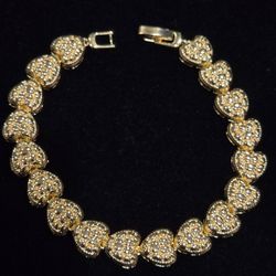 18K Gold-Filled Nugget Heart Link Bracelet