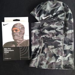 Nike Pro HyperWarm Smoke Grey Camo Shiesty / Balaclava Ski Mask - Brand New O/S