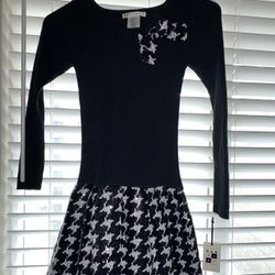 6X Kids Dress Black & White Sequence Houndstooth 