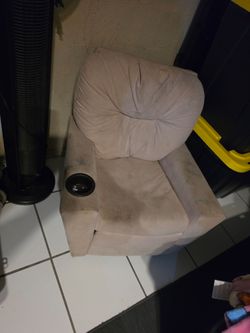 Beige Microfiber Recliner Chair with Cup Holder