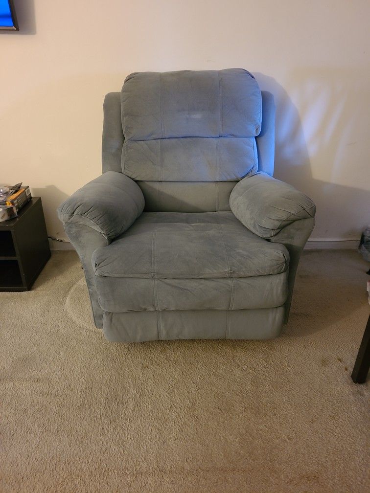 Bob-O-Pedic Swivel Recliner Smoke Blue
