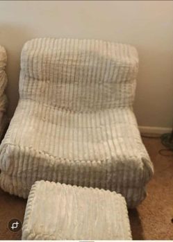 Comfy bedroom chair beige and gray available $40
