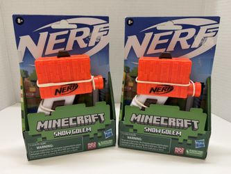 Lot Of 2 - Nerf Minecraft Snow Golem Mini Blaster w/ 2 Elite Soft Darts Bullets