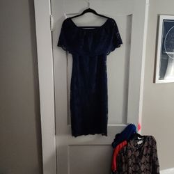 Off The Shoulder Lace Dress (NAVY)