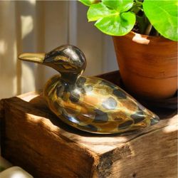 Adorable Vintage Rare Brass Duck made in India