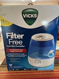Vicks Filter Free Ultrasonic Cool Mist Humidifier- NEW!