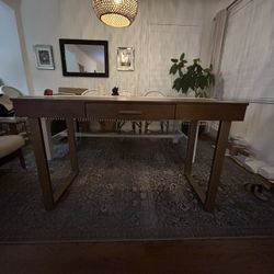 Wood And Gold Metal Sloan Desk - World Market - Approx. 31” Height x 52” Wide x 22” Depth