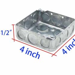 50 Pack 4" Square Electrical Box, 1-1/2'' Deep Metal Electrical Box, 21.0 Cu. in. Capacity, Electrical Junction Box, Galvanized