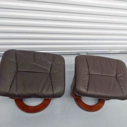 Brown Leather Ottoman Footstools
