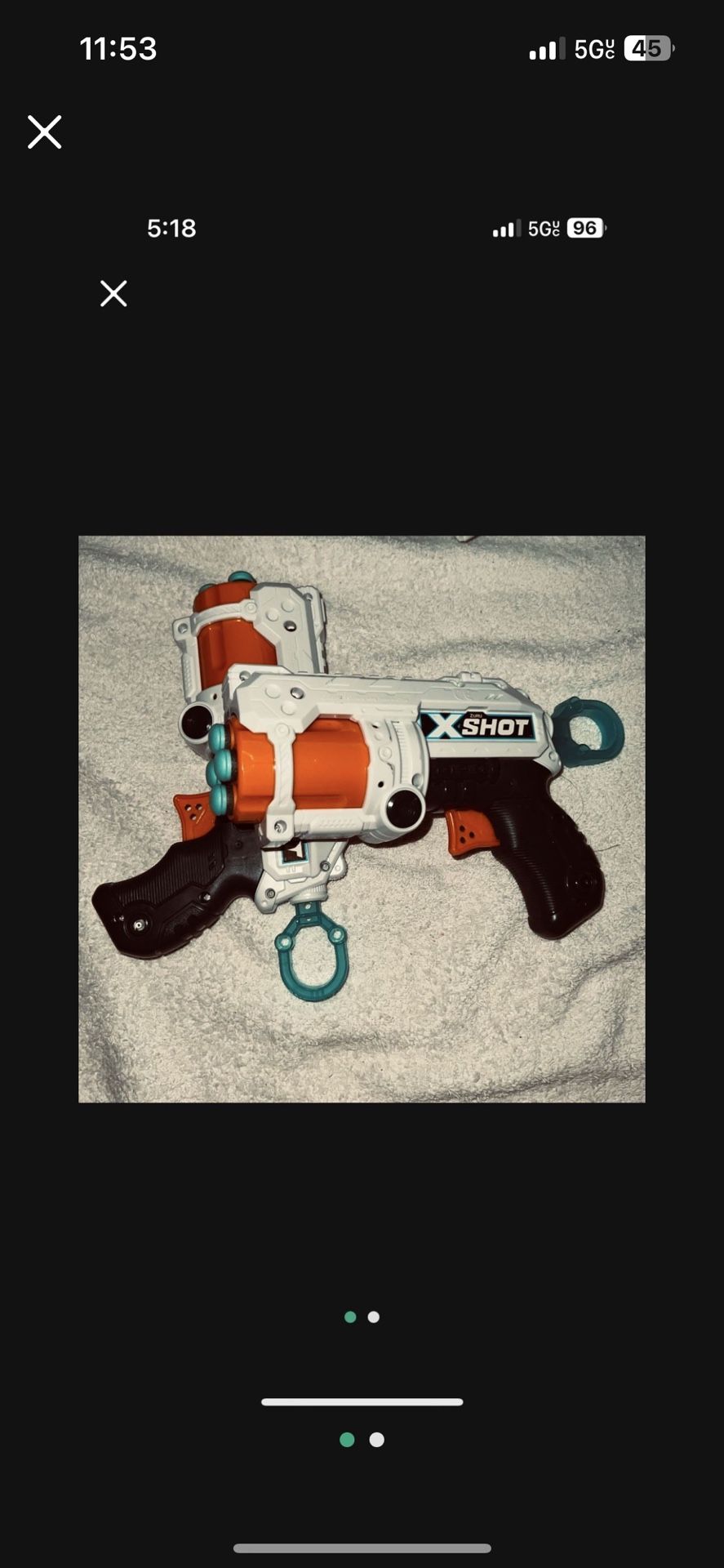 Nerf Guns Pistols Zuru X Shot Lot Of 2 With 4 Foam Bullets Per Gun
