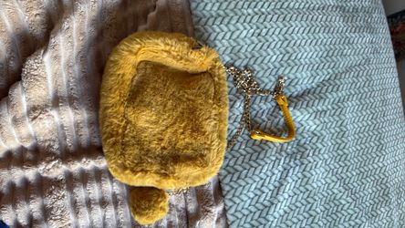 Mustard yellow fuzzy purse