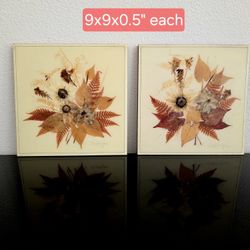 Henni Original Pressed Flower Art Set of 2 - 9x9"
