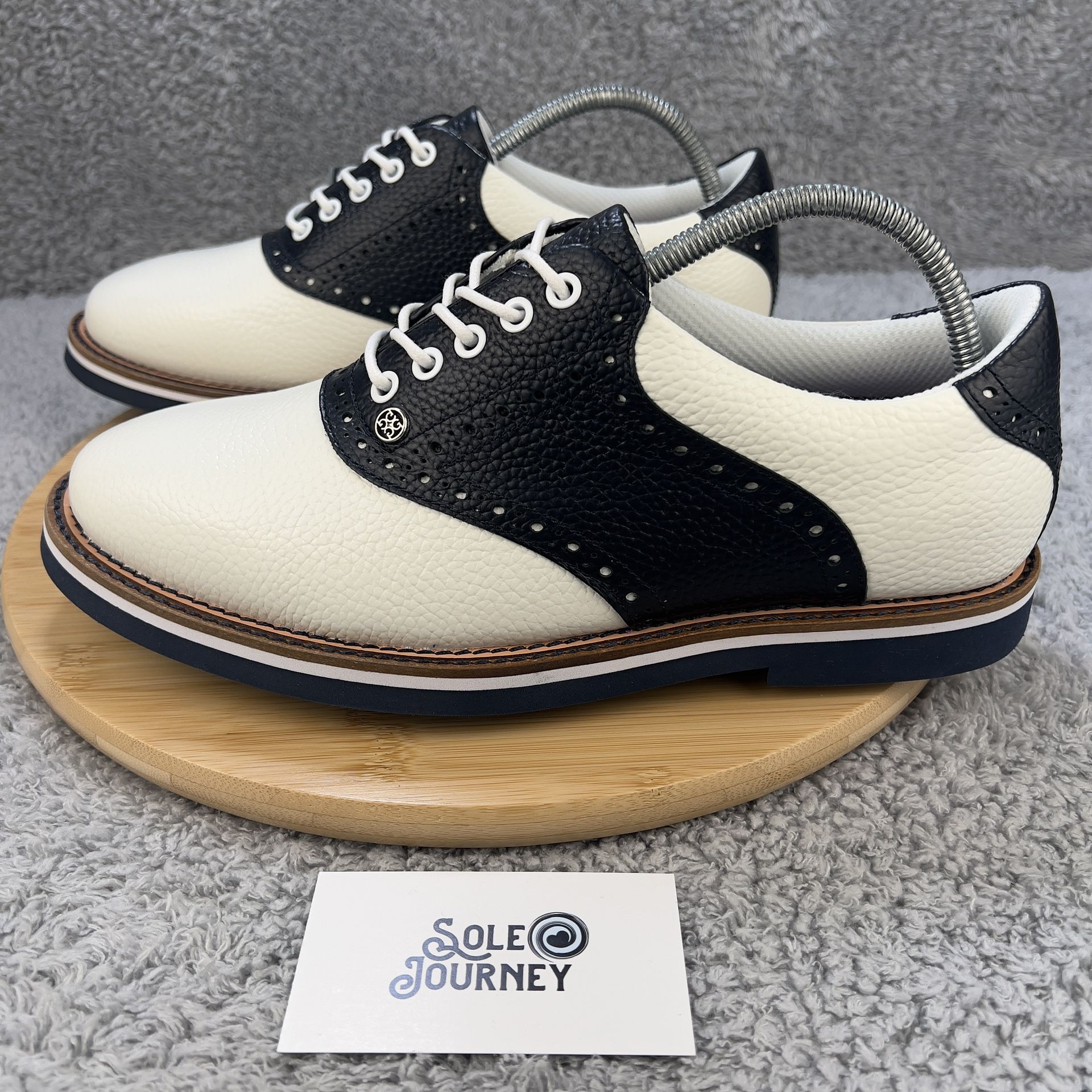 G/Fore G4 Saddle Gallivanter Golf Sneaker White Teal Navy US 8.5 Wide