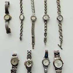 Vintage Ladies Watch Lot 9 Timex Geneva Elite Folio and others NEW Battery Works