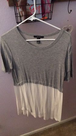 1/2 grey 1/2 white top