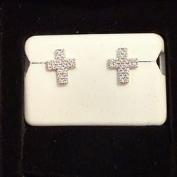 Cristian Cross Delight Stud Earrings Moissanite 925 silver 0.50ctw