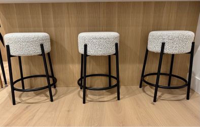CB2 Peg Upholstered Counter Stool - set of 3