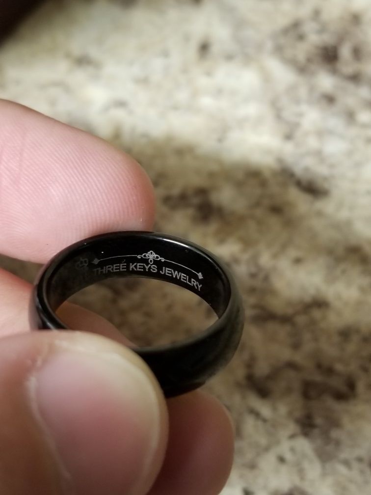Tungsten carbide 6mm black high polish ring size 7